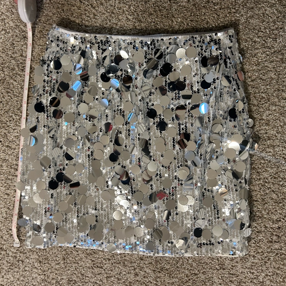Sequin silver mini skirt